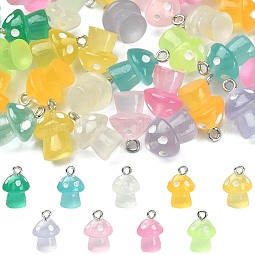 45Pcs 9 Colors Luminous Translucent Resin Pendants US-RESI-CJ0003-23