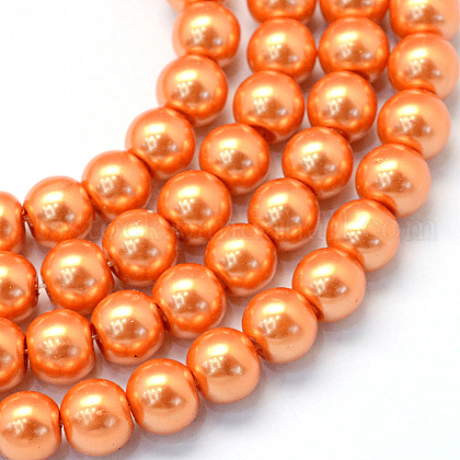 Baking Painted Pearlized Glass Pearl Round Bead Strands US-HY-Q003-4mm-36-1