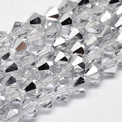 Electroplate Faceted Bicone Imitation Austrian Crystal Glass Beads Strands US-GLAA-F029-5x5mm-B01-1