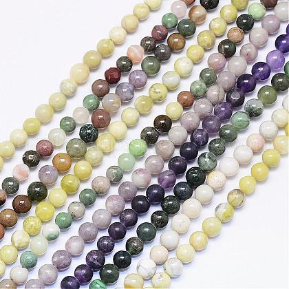Natural Assorted Stone Round Bead Strands US-G-F425-09-1
