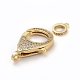 Brass Micro Pave Cubic Zirconia Lobster Claw Clasps US-ZIRC-F110-01B-G-2