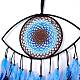Handmade Evil Eye Woven Net/Web with Feather Wall Hanging Decoration US-HJEW-K035-07-3