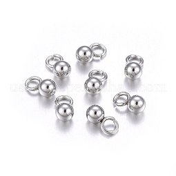 304 Stainless Steel Sphere Charms US-STAS-O107-04P-B