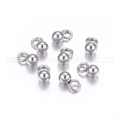 304 Stainless Steel Sphere Charms US-STAS-O107-04P-B-1