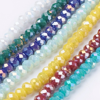 Electroplate Glass Beads Strands US-GLAA-F001-6x4mm-MAB-1