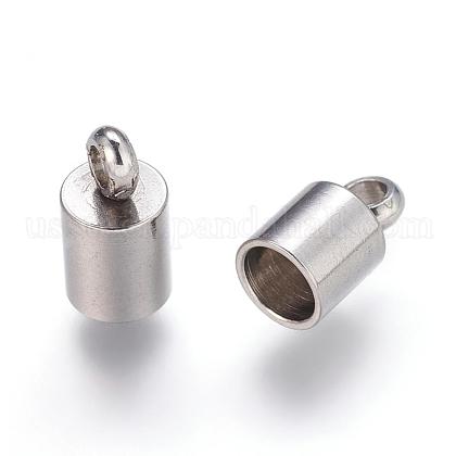304 Stainless Steel Cord Ends Glue in Barrel End Caps US-STAS-P162-11-4mm-1