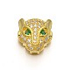 Rack Plating Brass Micro Pave Cubic Zirconia Leopard Hollow Beads US-ZIRC-I012-18G-RS-1