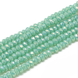 Electroplate Opaque Solid Color Glass Beads Strands US-EGLA-Q112-B05