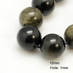 Natural Golden Sheen Obsidian Beads Strands US-G-C068-10mm-9