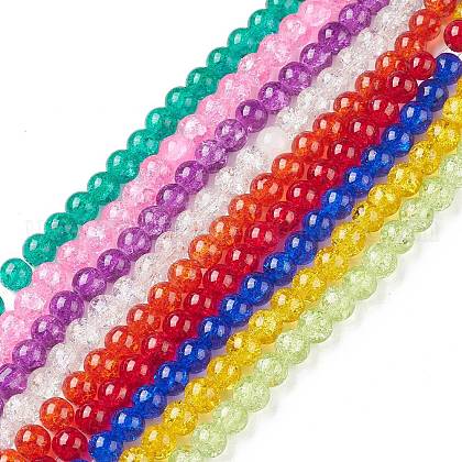 Crackle Glass Beads Strands US-CCG-Q001-6mm-M-1