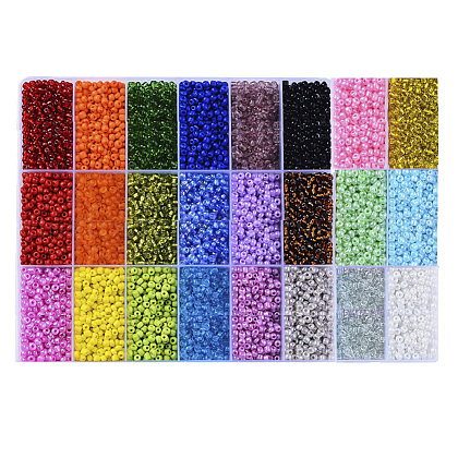 24 Colors 6/0 Glass Seed Beads US-SEED-X0052-02-4mm-1