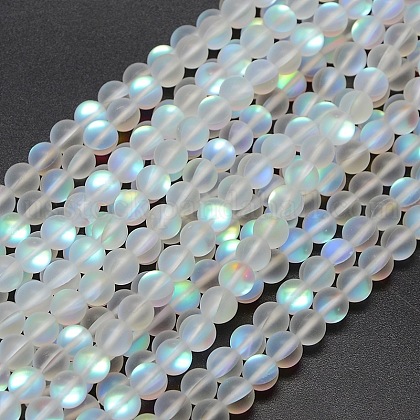 Synthetic Moonstone Beads Strands US-G-F142-10mm-01-1