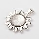 Sun Flower Alloy Pendant Cabochon Settings and Half Round/Dome Clear Glass Cabochons US-DIY-X0222-AS-2