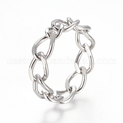 Unisex 304 Stainless Steel Chain Finger Rings US-RJEW-L091-34-P-17mm
