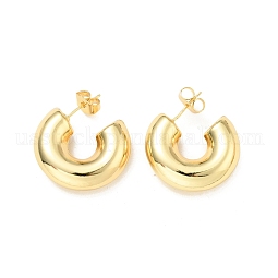 Rack Plating Brass C-shape Stud Earrings US-EJEW-G288-32D-G