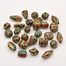 Handmade Tibetan Style Beads US-TIBEB-G001-M2