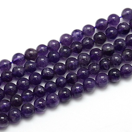 Natural Amethyst Round Bead Strands US-G-L170-6mm-02-1