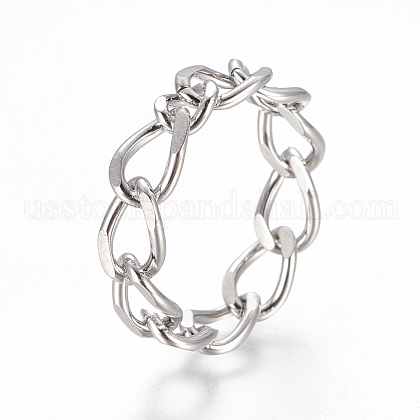 Unisex 304 Stainless Steel Chain Finger Rings US-RJEW-L091-34-P-17mm-1