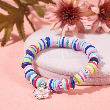 Flat Round Handmade Polymer Clay Beads&nbsp;US-CLAY-R067-6.0mm-38-6