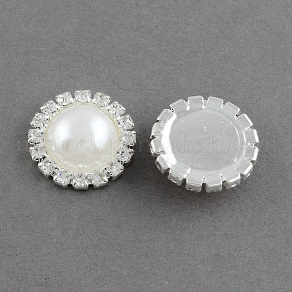 Shining Flatback Half Round Brass ABS Plastic Imitation Pearl Cabochons US-RB-S020-07-A11-1