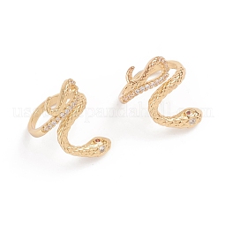 Adjustable Brass Micro Pave Cubic Zirconia Cuff Rings US-RJEW-G103-03G