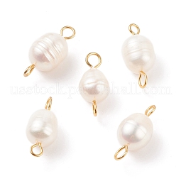 Natural Cultured Freshwater Pearl Beads Connector Charms US-PALLOY-JF01551-02