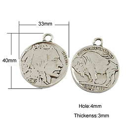 Tibetan Style Alloy Coin Pendants US-TIBEP-GC001-AS-NR