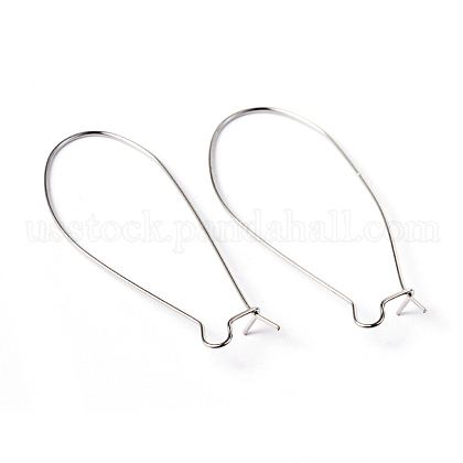 Platinum Color Brass U-Shaped Hoop Earrings Findings Kidney Ear Wires US-X-EC221-4NF-1