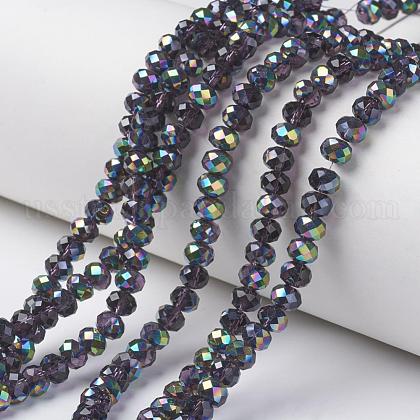 Electroplate Transparent Glass Beads Strands US-EGLA-A034-T10mm-Q09-1
