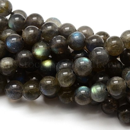 Grade AA Natural Gemstone Labradorite Round Beads Strands US-G-E251-33-6mm-1