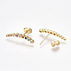 Brass Micro Pave Cubic Zirconia(Random Mixed Color) Ear Studs US-EJEW-S201-90-1
