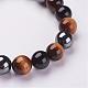 Natural Tiger Eye & Obsidian Beads Stretch Bracelets US-BJEW-JB02874-2