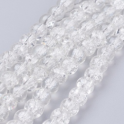 Spray Painted Crackle Glass Beads Strands US-CCG-Q001-6mm-01
