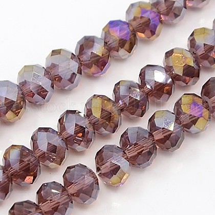 Electroplate Glass Beads Strands US-GR6MMY-04AB-1