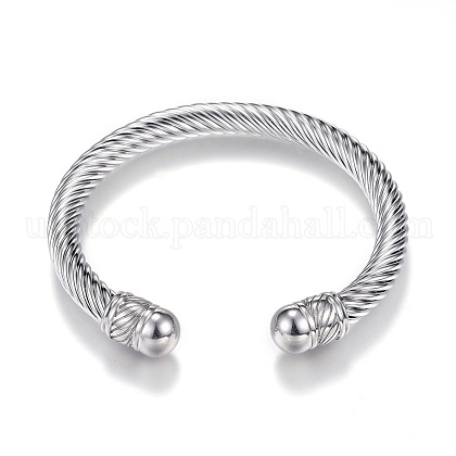 304 Stainless Steel Torque Cuff Bangles US-BJEW-D437-A15-1