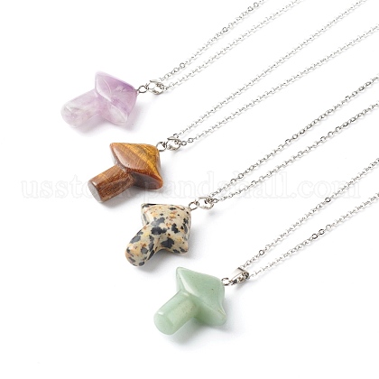 Natural Mixed Gemstone Pendant Necklaces US-NJEW-JN03624-1