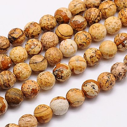 Natural Picture Jasper Beads Strands US-G-G542-8mm-08-1