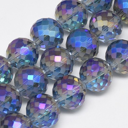 Electroplate Glass Beads Strands US-EGLA-Q086-12mm-03-1