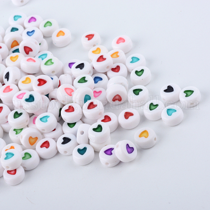 Opaque Acrylic Heart Letter Beads US-X-SACR-Q126-07-1