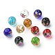 Flower Picture Transparent Glass Round Beads US-GFB-R004-14mm-M20-1