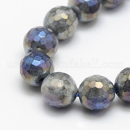 Electroplate Natural Labradorite Beads Strands US-G-L150-8mm-01-1