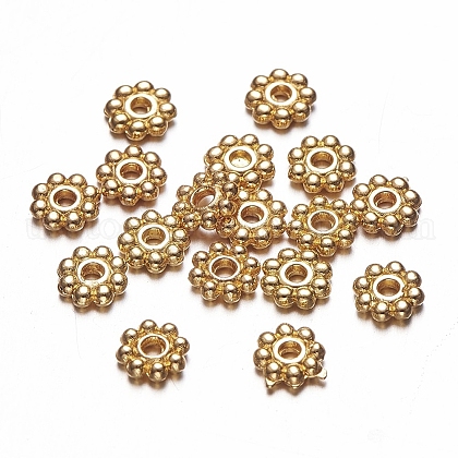 Alloy Daisy Spacer Beads US-PALLOY-L166-31G-1