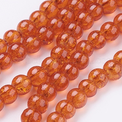 Spray Painted Crackle Glass Beads Strands US-CCG-Q001-6mm-09-1