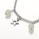 Moon & Star Stainless Steel Gemstone Charm Bracelets US-BJEW-JB01935-4