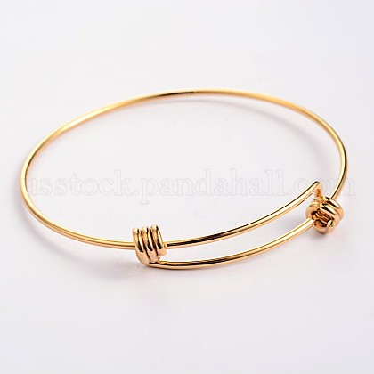 Adjustable Ion Plating(IP) 304 Stainless Steel Expandable Bangle Making US-BJEW-L523-16G-1
