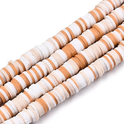 Handmade Polymer Clay Beads Strands US-CLAY-R089-6mm-095-1