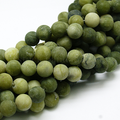 Round Frosted Natural TaiWan Jade Bead Strands US-G-M248-6mm-02-1