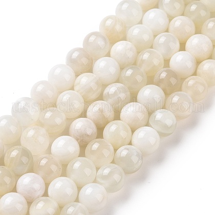 Natural White Moonstone Beads Strands US-G-F674-08-8mm-01-1