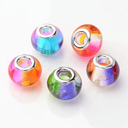 Mixed Color Spray Painted Two Tone Glass Rondelle Large Hole European Beads US-X-GPDL-R003-M1-1
