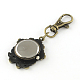 Brushed Plated Retro Keyring Accessories Flower Alloy Rhinestone Watch Settings for Keychain US-WACH-R009-130AB-2